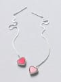 thumb Temperament Pink Heart Shaped S925 Silver Line Earrings 0