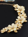 thumb Elegant Acrylic Flowers Gold Plated Leaves Rhinestones Alloy Necklace 2