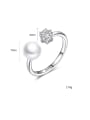 thumb Sterling silver zircon natural freshwater pearl free size ring 2