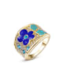 thumb All-match Flower Pattern 18K Gold Plated Ring 0