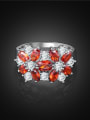 thumb Elegant Red Flower Shaped White Gold Plated Alloy Ring 1