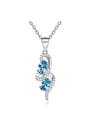 thumb Elegant Oval Blue austrian Crystals Cubic Zirconias 925 Silver Necklace 0