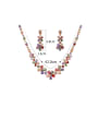 thumb Copper With Cubic Zirconia Luxury Flower Earrings And Necklaces 2 Piece Jewelry Set 4