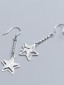 thumb 925 Sterling Silver With Platinum Plated Simplistic Hollow Pentagram Hook Earrings 1