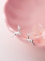 thumb 925 Sterling Silver With Silver Plated Personality Elk Stud Earrings 1
