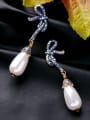 thumb Bow Artificial Pearls drop earring 2