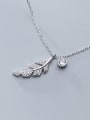 thumb 925 Sterling Silver With Platinum Plated Personality Leaf Necklaces 0