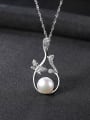 thumb Pure Silver Natural Freshwater Pearl water wave chain necklace 0
