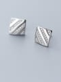 thumb 925 Sterling Silver With Cubic Zirconia Personality Square Stud Earrings 0
