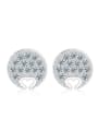 thumb Round Silver Classical Stud Earrings with Zircons 0