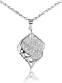 thumb Elegant Platinum Plated Leaf Shaped Zircon Necklace 0