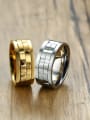 thumb Titanium With Gold Plated Personality Men Rotatable Rings 3