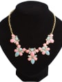 thumb Fashion Colorful Resin Flowery Pendant Gold Plated Necklace 1