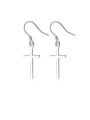 thumb 925 Sterling Silver With Platinum Plated Simplistic Cross Drop Earrings 0