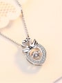 thumb Fashion Little Swans Heart Shiny Rotatable Zircon 925 Silver Pendant 1