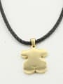 thumb Classical Bear Pendant Leather Necklace 1