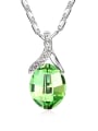 thumb Simple Oval austrian Crystal Platinum Plated Alloy Necklace 3