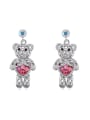 thumb Personalized Shiny austrian Crystals-covered Cartoon Bear Drop Earrings 1