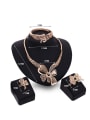thumb Alloy Imitation-gold Plated Vintage style Rhinestones Butterfly Hollow Four Pieces Jewelry Set 2