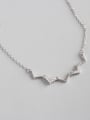 thumb Pure silver micro-encrusted V-wave pattern short necklace 0
