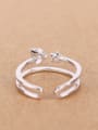 thumb Simple Zircon Two-band Opening Stacking Ring 2