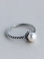 thumb S925 silver retro style twist natural pearl opening ring 3