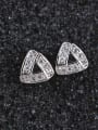 thumb Fat Triangle CZ stud Earring, Fashion All-match Plating Nickel Free Thick Platinum Anti allergy 1