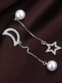 thumb Personalized Hollow Moon Star Imitation Pearl Drop Earrings 1