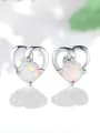 thumb 925 Sterling Silver With Opal Simplistic Heart Stud Earrings 3