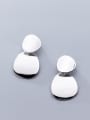 thumb 925 Sterling Silver With Glossy Simplistic Oval geometry Drop Earrings 0