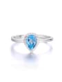 thumb Simple Sapphire Gemstone Water Drop Engagement Ring 1