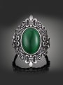 thumb Retro style Green Opal stone Antique Silver Plated Alloy 0