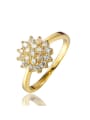 thumb Glittering Flower Shaped Gold Plated Zircon Ring 0