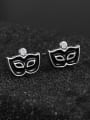 thumb Personalized Black Tiny Mask 925 Sterling Silver Stud Earrings 2