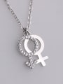 thumb 925 Sterling Silver With Cubic Zirconia Simplistic symbol Necklaces 2