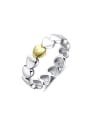 thumb Fashionable Double Color Design Heart Shaped 925 Silver Ring 0