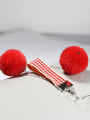 thumb Personalized Red Fluffy Balls Asymmetrical 925 silver Drop Earrings 3