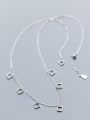 thumb 925 Sterling Silver With Platinum Plated Simplistic Square Necklaces 1