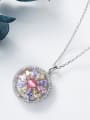 thumb Simple Marquise Zircon Round Silver Necklace 2