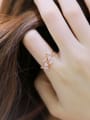 thumb Fashion Little Leaves Marquise Zircon Silver Opening Ring 1