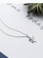 thumb Fresh Green Leaf Shaped Glue S925 Silver Necklace 2