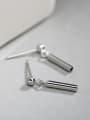 thumb Simple 925 Silver Short Bar Stud Earrings 2