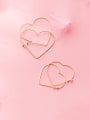 thumb 925 Sterling Silver With Gold Plated Simplistic  Hollow Heart Hoop Earrings 2