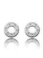thumb Tiny Simple Hollow Round Cubic Zircon Stud Earrings 0