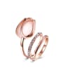thumb Exquisite Rose Gold Flower Shaped Zircon Stacking Ring 0