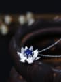 thumb Lotus Flower Blue Stone Women Necklace 1