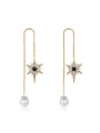 thumb Fashion Artificial Pearl Rhinestone-studded Star Line Earrings 0