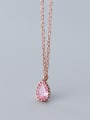 thumb 925 Sterling Silver With Rose Gold Plated Simplistic Water Drop Necklaces 1