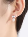 thumb Sterling Silver 7-8mm Freshwater Pearl Heart Studs earring 1
