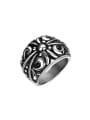 thumb Personality Flower Pattern Stainless Steel Painting Ring 0
